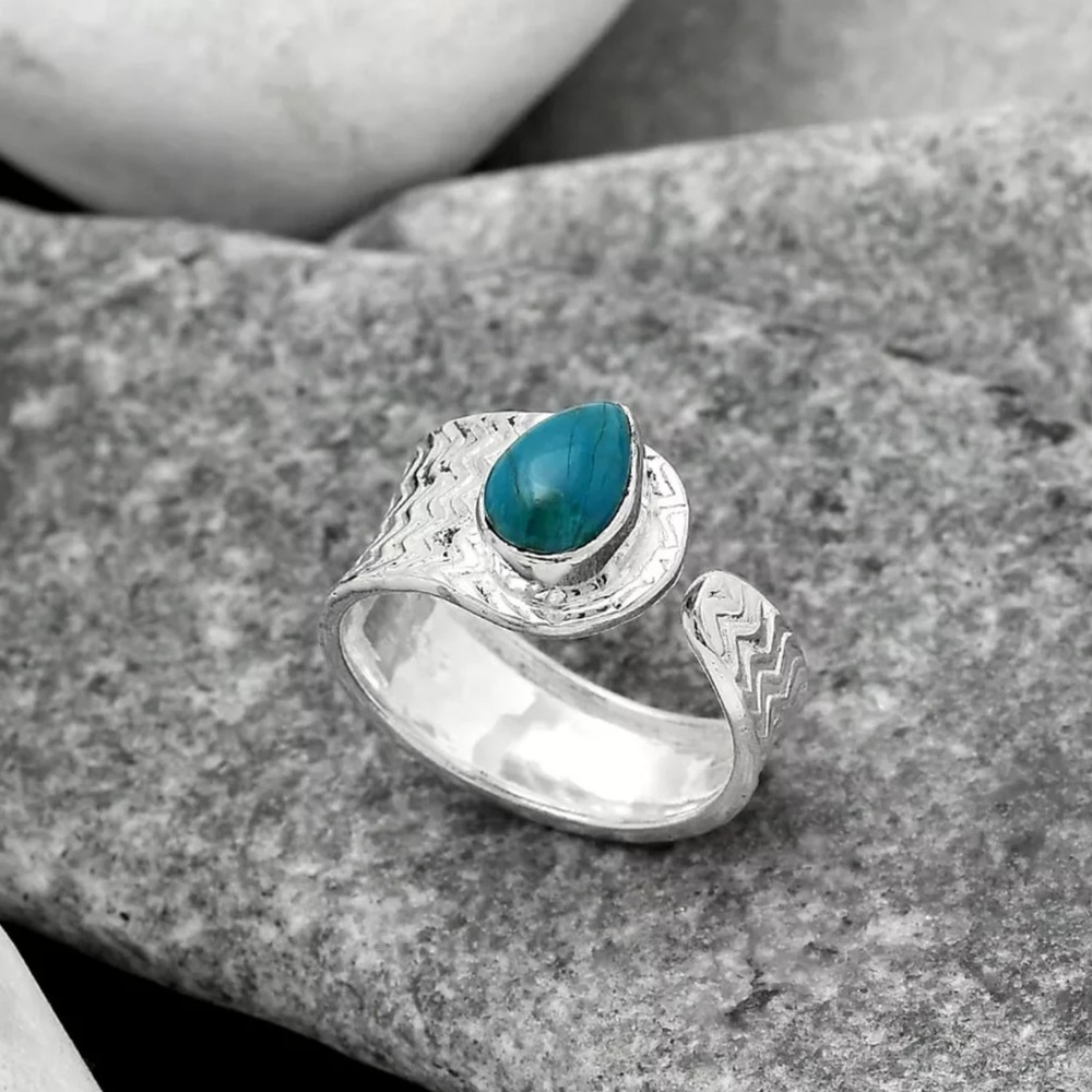 Peruvian opal sterling silver adjustable ring - Picture 2 of 3